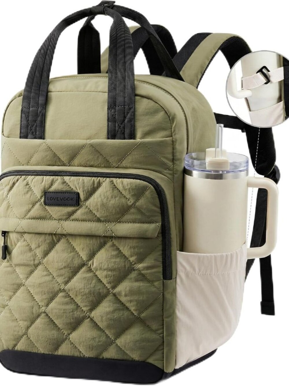 Puffer Backpack for Women Fits 15.6 Inch Laptop, Quilted Travel Backpacks Purse - Picture 1 of 7